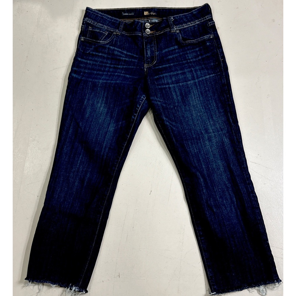Kut From The Kloth Jeans Womens Sz 10 Cameron Straight Leg Dark Wash Raw Hem